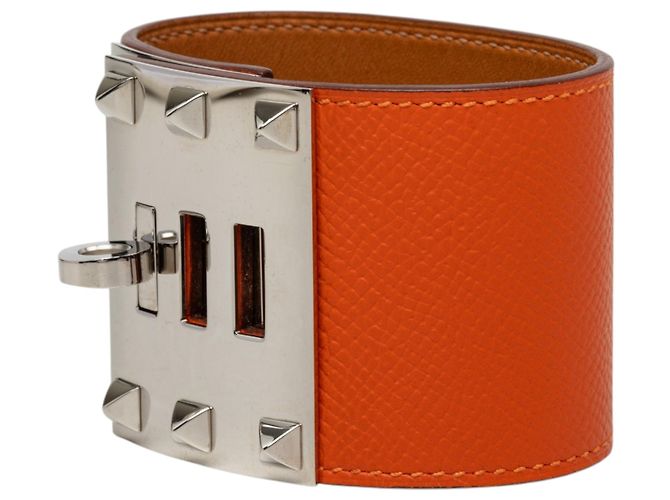 Bracciale Hermès Kelly Extreme Dog in pelle Epsom Orange e Palladium - vista 2