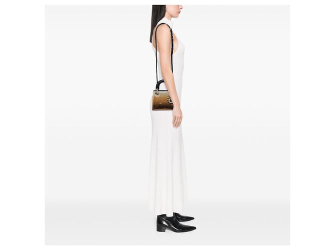 Dior Gold Mini Satin Sequin Gradient Lady Dior Dourado - vista 5