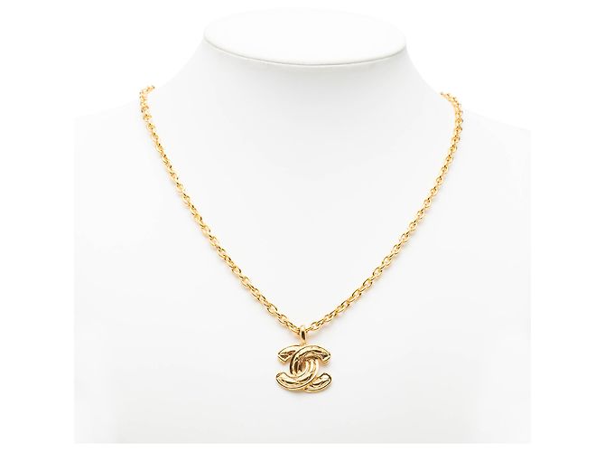 Collana con pendente matelassé Chanel Gold CC placcato oro D'oro - vista 8