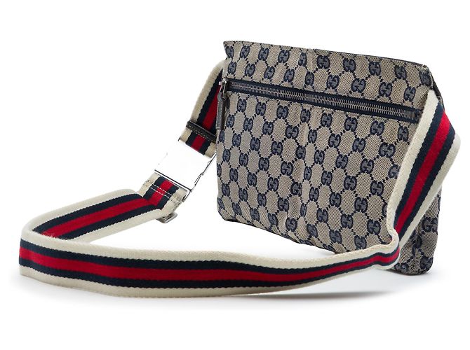 Sac ceinture Gucci Beige GG Canvas Web à double poche - vue 2