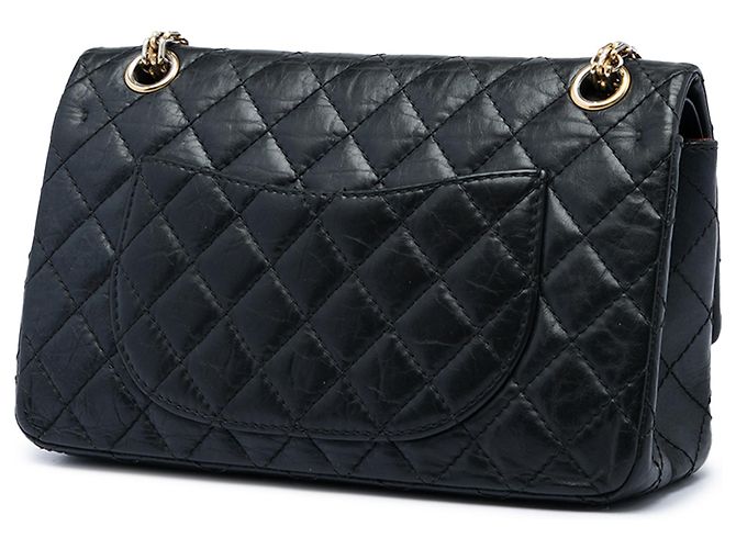 Chanel Black Quilted Aged Calfskin Reissue 2.55 Double Flap 225 Nero - vista 2