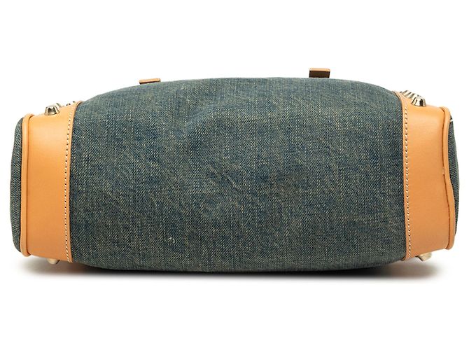 Borsa a tracolla Fendi in denim blu con borchie - vista 3