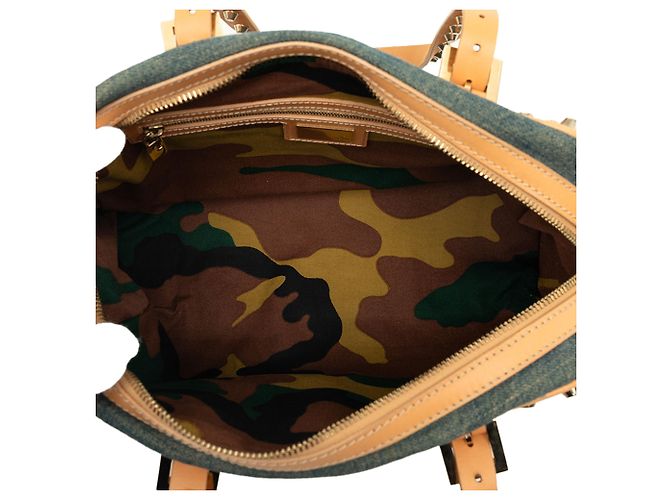 Borsa a tracolla Fendi in denim blu con borchie - vista 4