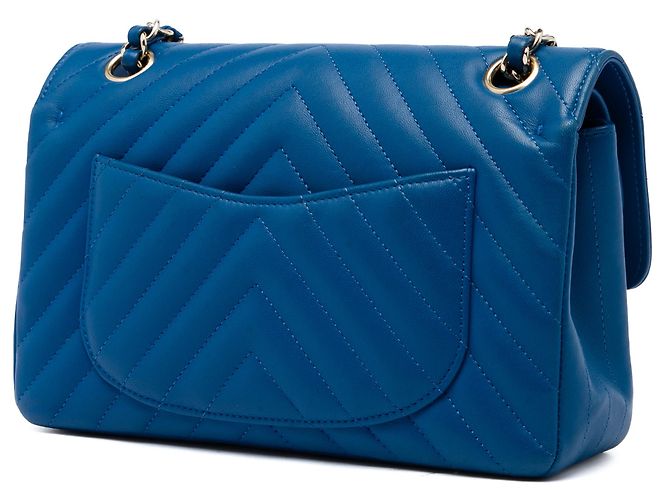 Chanel Blue Small Classic Chevron Lambskin Double Flap - vista 2