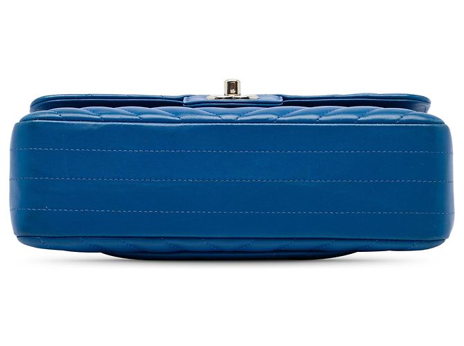 Chanel Blue Small Classic Chevron Lambskin Double Flap - vista 3