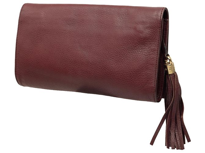 Clutch Gucci Soho Disco in pelle di vitello rossa Rosso Bordò - vista 2