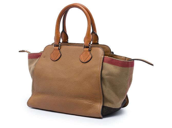 Borsa Harcourt Burberry in pelle marrone e tela House Check - vista 2