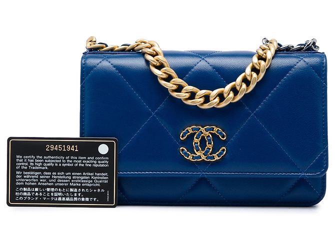 Chanel Blue Quilted Lambskin 19 Wallet On Chain - Ansicht 7