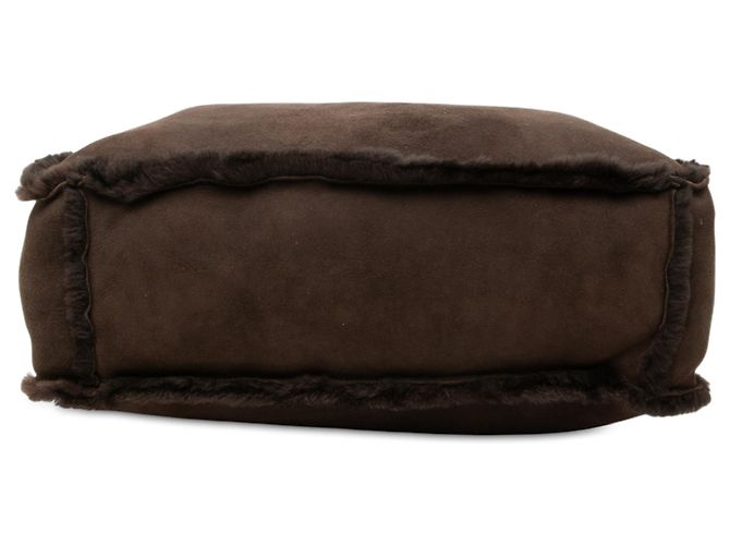 Borsa Tote Chanel in camoscio e shearling marrone Marrone scuro - vista 3
