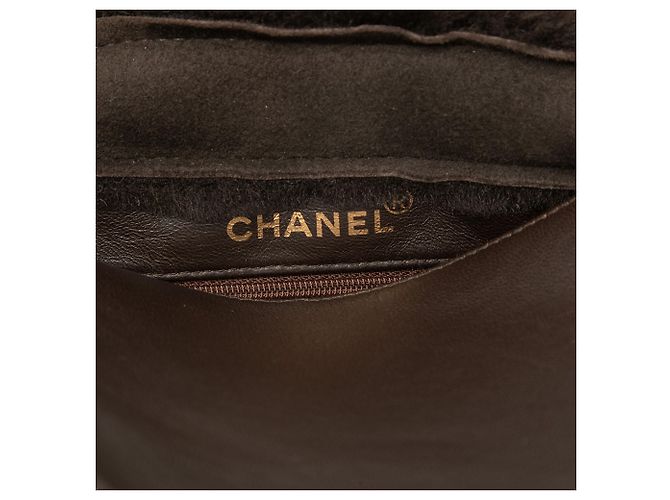 Borsa Tote Chanel in camoscio e shearling marrone Marrone scuro - vista 5