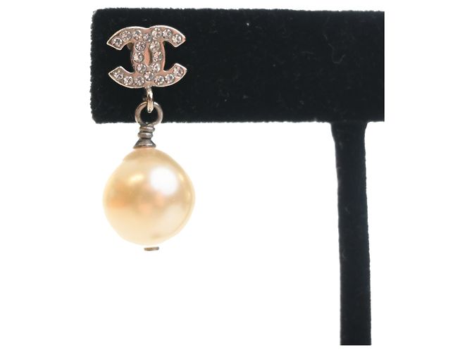 Orecchini Chanel Silver CC in ottone con strass e perle sintetiche Argento - vista 5
