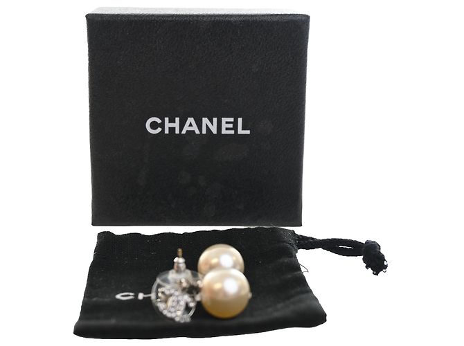 Orecchini Chanel Silver CC in ottone con strass e perle sintetiche Argento - vista 6