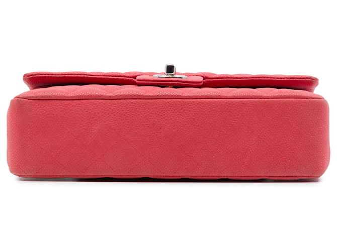 Chanel Red Medium Classic Caviar Double Flap Rosso - vista 3