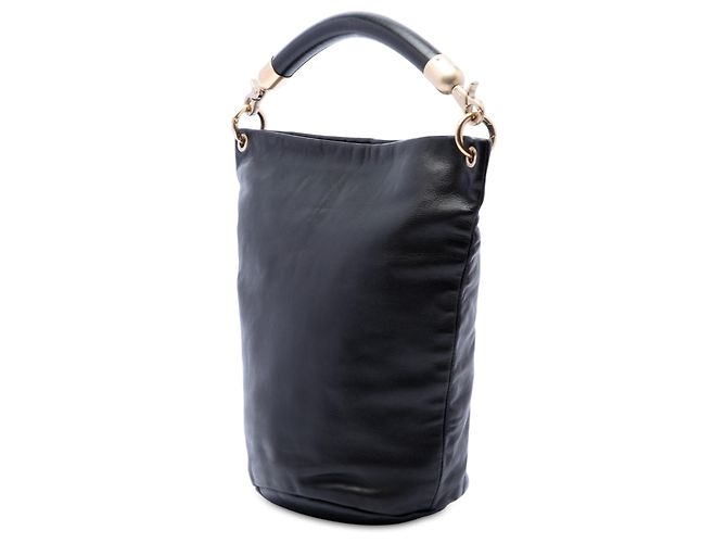 Borsa bucket Chanel CC in pelle d'agnello nera Nero - vista 2