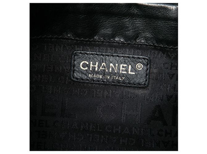 Borsa bucket Chanel CC in pelle d'agnello nera Nero - vista 5