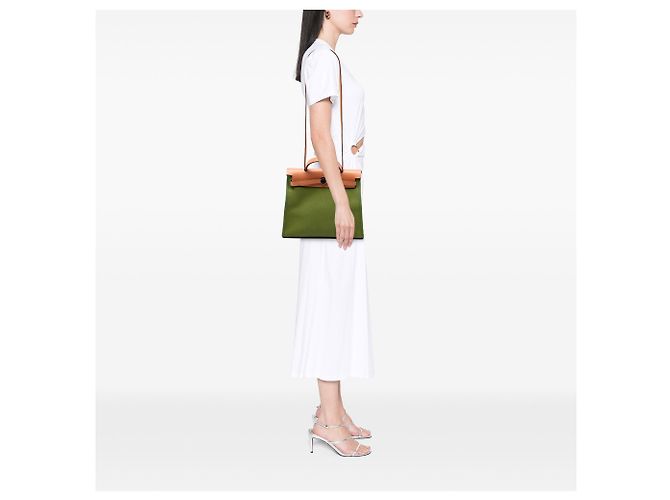 Hermès Green Toile Herbag Zip 31 Grün Olivgrün - Ansicht 6