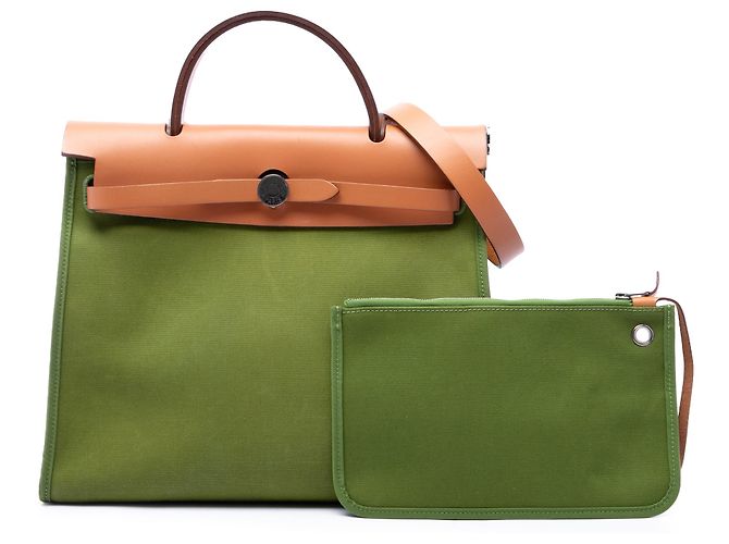 Hermès Green Toile Herbag Zip 31 Grün Olivgrün - Ansicht 7