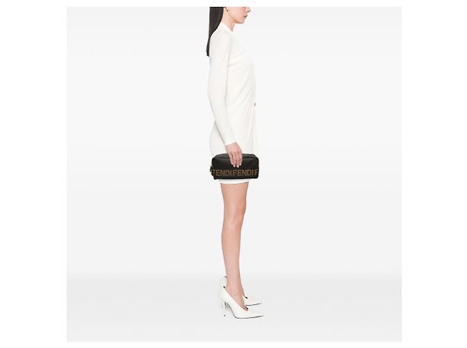 Necessaire Fendi in nylon nero con logo - vista 6