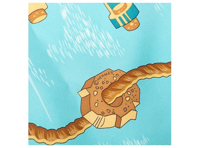 Foulard di seta Hermès Blue Bouteilles a La Mer 90 Blu chiaro - vista 6