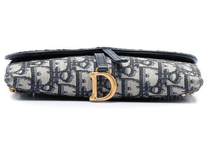 Dior Saddle Wallet On Chain aus Blue Oblique Canvas Blau Marineblau - Ansicht 3