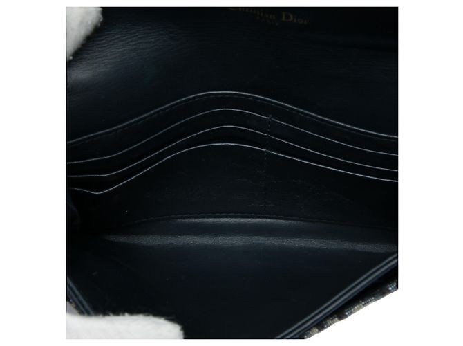 Dior Saddle Wallet On Chain aus Blue Oblique Canvas Blau Marineblau - Ansicht 4