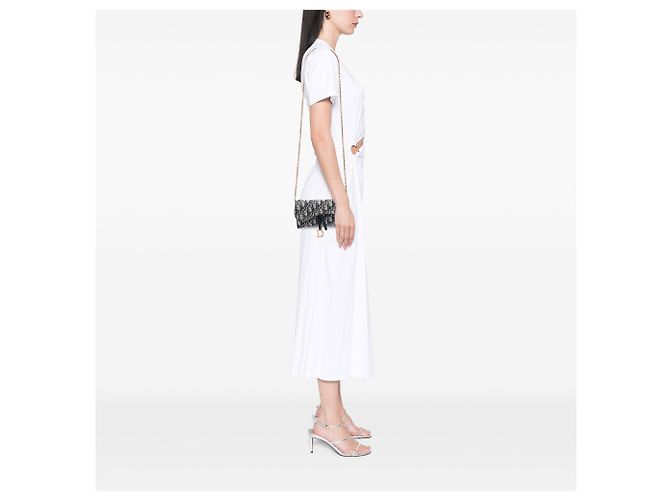 Dior Saddle Wallet On Chain aus Blue Oblique Canvas Blau Marineblau - Ansicht 6
