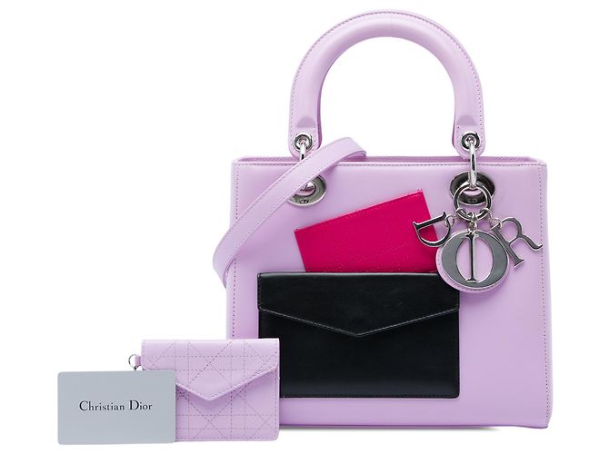Dior Purple Medium Calfskin Pockets Lady Dior Roxo - vista 6