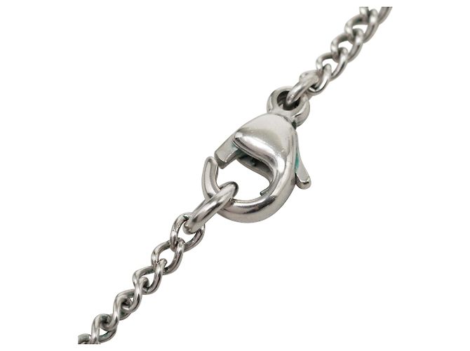 Collana Chanel Silver CC Brass Strass Mini Heart Pendant Argento - vista 4