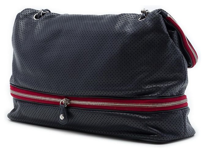 Borsa a tracolla espandibile Chanel in vitello traforato blu Blu navy - vista 2