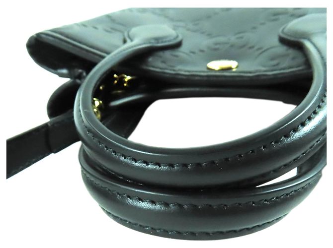 Borsa Satchel Gucci Super Mini in pelle di vitello nera con logo GG impresso Nero - vista 12