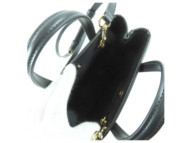 Borsa Satchel Gucci Super Mini in pelle di vitello nera con logo GG impresso Nero - vista 4