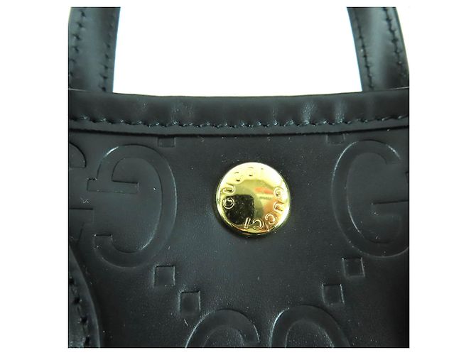 Borsa Satchel Gucci Super Mini in pelle di vitello nera con logo GG impresso Nero - vista 7