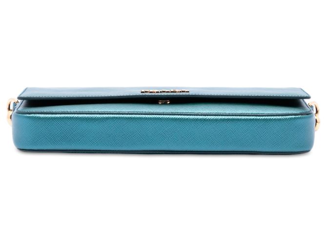 Borsa a tracolla Prada Blue Saffiano Lux Chain Turchese - vista 3