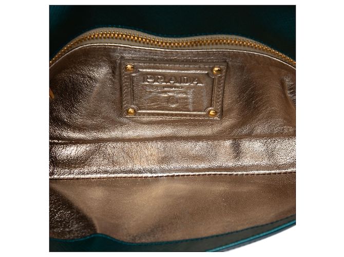 Borsa a tracolla Prada Blue Saffiano Lux Chain Turchese - vista 4