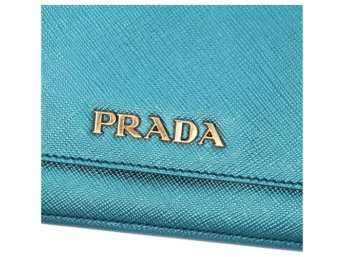 Borsa a tracolla Prada Blue Saffiano Lux Chain Turchese - vista 5