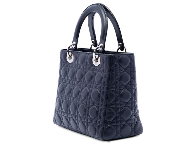 Dior Black Medium Lambskin Cannage Lady Dior Nero - vista 2