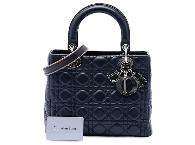 Dior Black Medium Lambskin Cannage Lady Dior Nero - vista 7