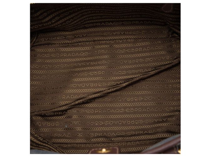 Bolsa Satchel Prada em lona Canapa com logo e acabamentos em couro Vitello Daino azul - vista 4