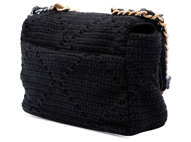 Chanel Black Medium Crochet 19 Flap Noir - vue 2