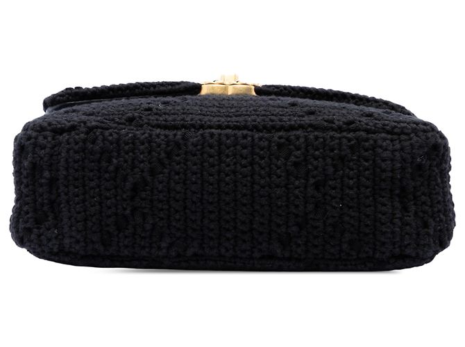 Chanel Black Medium Crochet 19 Flap Noir - vue 3