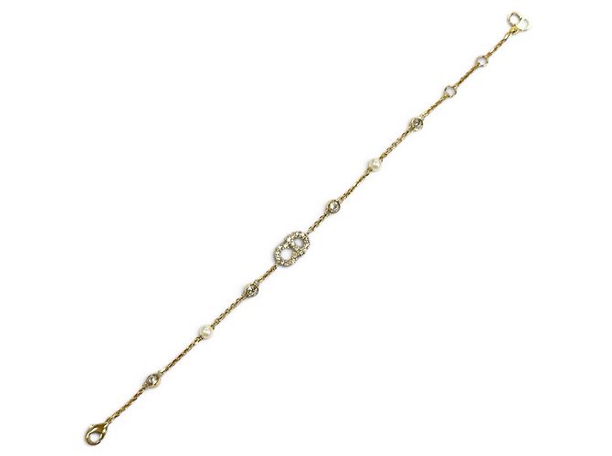 Bracciale Clair D Lune Dior Gold Placcato Oro Cristalli e Perle Finte D'oro - vista 3