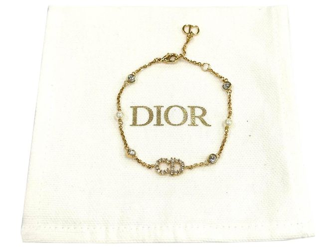 Bracciale Clair D Lune Dior Gold Placcato Oro Cristalli e Perle Finte D'oro - vista 8