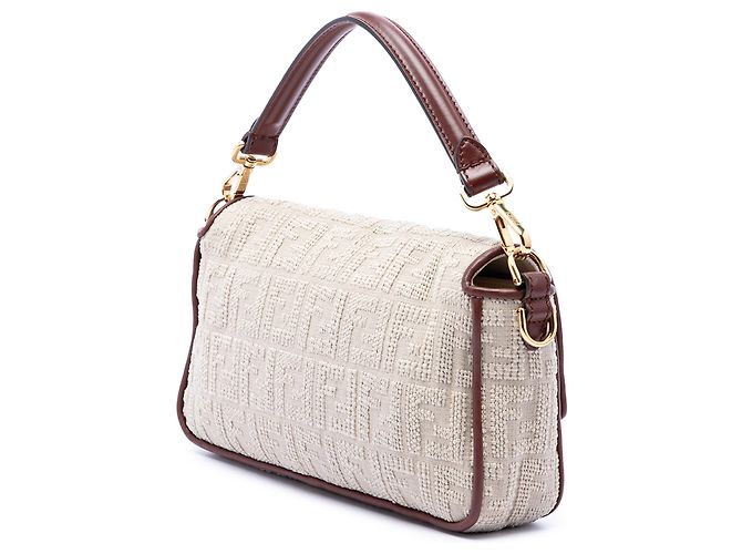 Fendi Beige Zucca bestickte Canvas Baguette Satchel Tasche - Ansicht 2