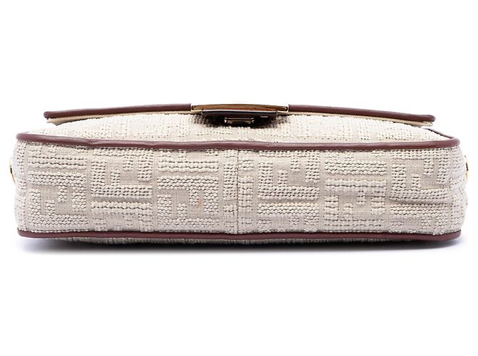 Fendi Beige Zucca bestickte Canvas Baguette Satchel Tasche - Ansicht 3