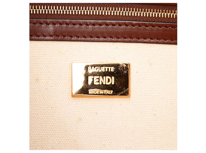 Fendi Beige Zucca bestickte Canvas Baguette Satchel Tasche - Ansicht 5