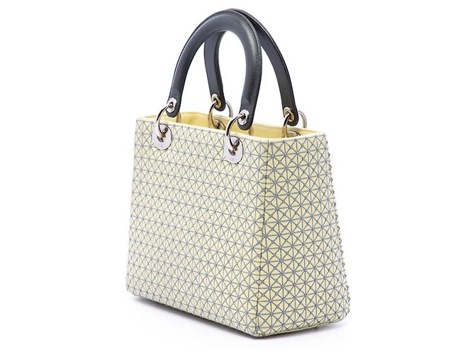 Dior Yellow Medium Embroidered Lambskin Microcannage Lady Dior Giallo - vista 2
