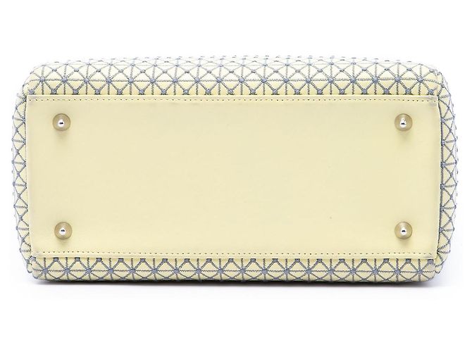 Dior Yellow Medium Embroidered Lambskin Microcannage Lady Dior Giallo - vista 3