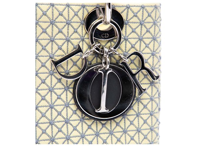 Dior Yellow Medium Embroidered Lambskin Microcannage Lady Dior Giallo - vista 5