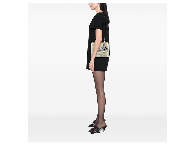 Dior Yellow Medium Embroidered Lambskin Microcannage Lady Dior Giallo - vista 6