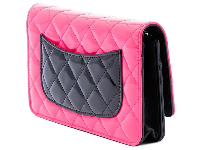 Portafoglio Chanel Pink CC Bicolor Quilted Patent Wallet on Chain Rosa - vista 2